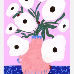 Acheter Direct White Poppies And Ladybirds Floral Canvasprint (30x40 cm)