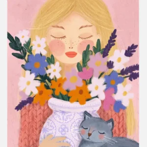 A Girl And Her Cat Canvasprint (30x40 cm) Promotion
