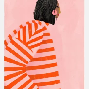 The Woman With The Ornage Stripes Canvasprint (30x40 cm) Petit Prix