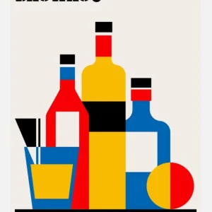 Bauhaus Wine Print Canvasprint (30x40 cm) Retour Gratuit