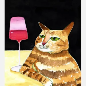 Vente Flash Cat Friday Night Drinks Wine Funny Cat Humour Canvasprint (30x40 cm)