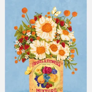 Authentique Flowers In A Vintage Tea Can Canvasprint (30x40 cm)