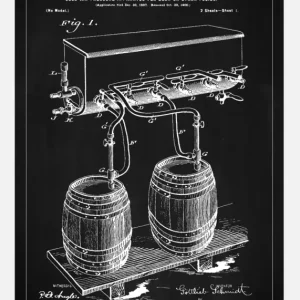 Vente Directe Patent Print - Beer Kegs - Black Canvasprint (30x40 cm)