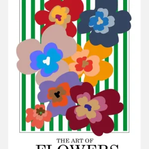 The Art Of Flowers Green Stripe Canvasprint (30x40 cm) Prix Promo