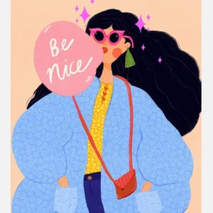 Usine Directe Be Nice Quirky Woman Canvasprint (30x40 cm)