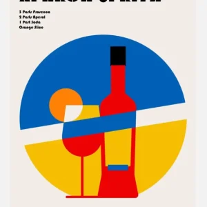 Aperol Spritz Cocktail Bauhaus Art Print Canvasprint (30x40 cm) Achat Immédiat