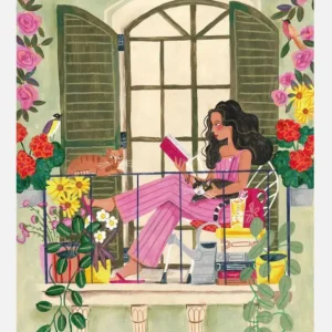 Woman Reads On Balcony Canvasprint (30x40 cm) Must-Have