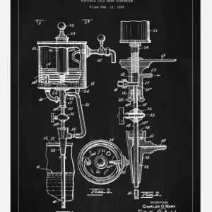 Acheter Direct Patent Print - Portable Cold Beer Dispenser - Black Canvasprint (30x40 cm)