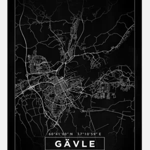 Affaire À Saisir Map - Gävle - Black Canvasprint (30x40 cm)