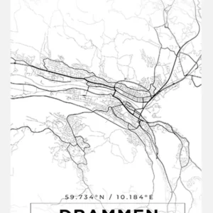 Achetez Aujourd’hui Map - Drammen - White Canvasprint (30x40 cm)
