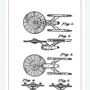 Acheter Direct Patent Drawing - Star Trek - Uss Enterprise Canvasprint (30x40 cm)
