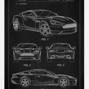 Affaire À Saisir Patent Print - Aston Martin - Black Canvasprint (30x40 cm)