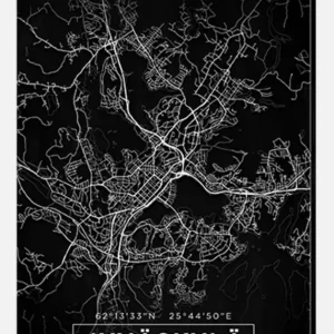 Achetez Aujourd’hui Map - Jyväskylä - Black Canvasprint (30x40 cm)