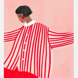 The Woman With The Red Stripes Canvasprint (30x40 cm) Usine Directe