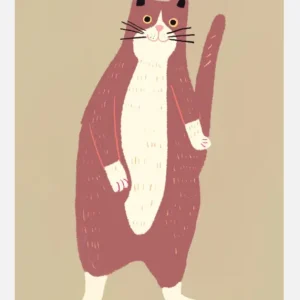 Authentique Brown And White Cat Canvasprint (30x40 cm)