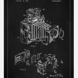 Usine Directe Patent Print - Photographic Camera - Black Canvasprint (30x40 cm)