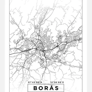 Usine Directe Map - Borås - White Canvasprint (30x40 cm)