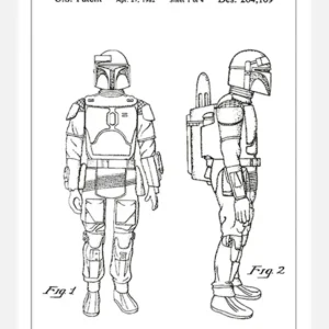 Acheter Direct Patent Drawing - Star Wars - Boba Fett - White Canvasprint (30x40 cm)