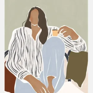 Woman Enjoying A Cup Of Espresso Canvasprint (30x40 cm) Promotion Saisonnière