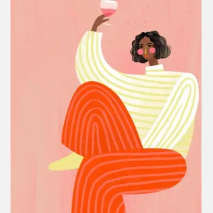 The Woman With The Glass Of Wine Canvasprint (30x40 cm) Bon Plan