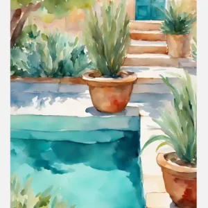 Super Prix Pool With Plants Canvasprint (30x40 cm)