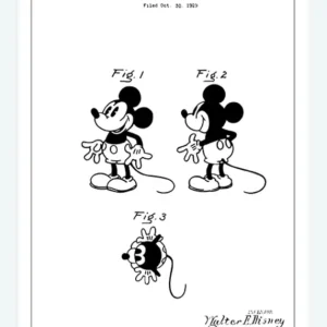 Top Vente Patent Drawing - Disney - Mickey Mouse Canvasprint (30x40 cm)
