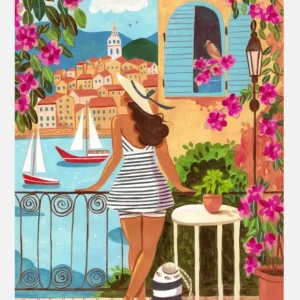 Travel Woman In Saint-tropez Canvasprint (30x40 cm) Offre Spéciale