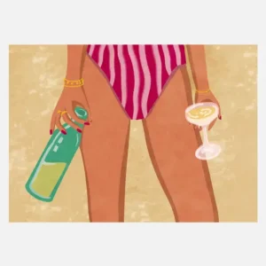 Expédition Rapide Girl With Wine At The Beach Canvasprint (30x40 cm)
