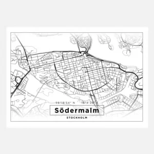 Map - Södermalm - White Canvasprint (30x40 cm) Super Prix